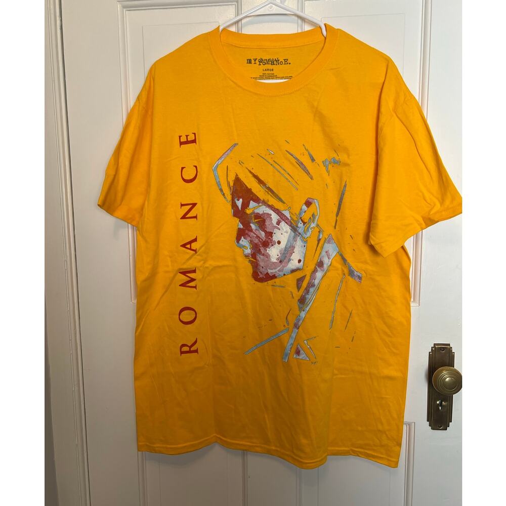 NEW My Chemical Romance Men's L Oversized Graphic T Shirt Yellow Red Band